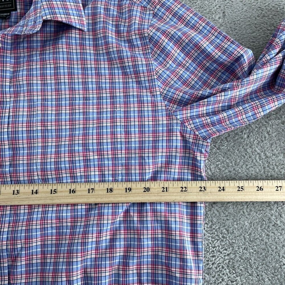 Jos. A. Bank Traveler Tailored Fit Plaid Long Sleeve Shirt L 100% Cotton 5286 - Picture 5 of 8